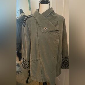 Free People oliver Embroidered Cotton-Blend Jacket with studs.
